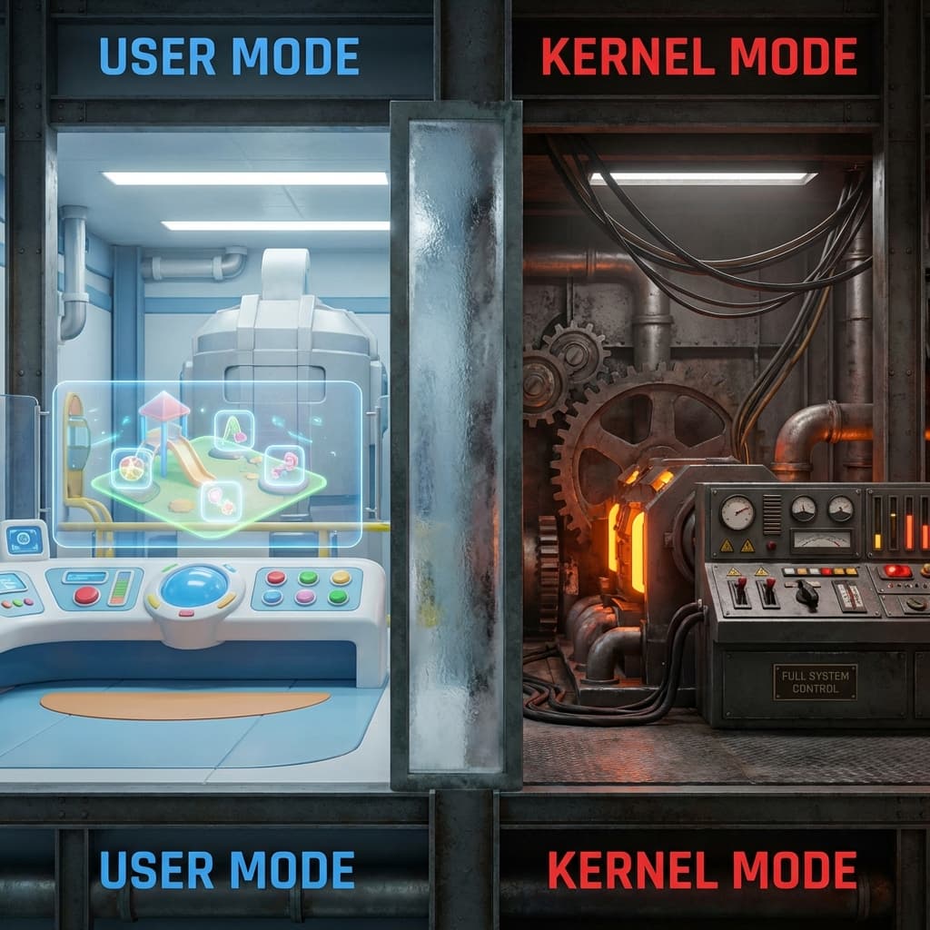 유저 모드 vs 커널 모드: 이중 보호 장치